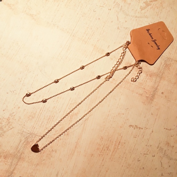 Gold Heart Ball Chain Choker Necklace Set - Picture 6 of 6